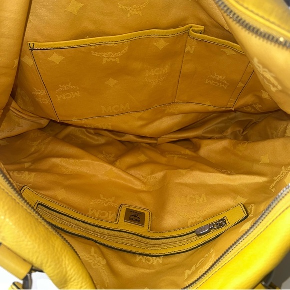 MCM Yellow Leather Silver Studded Zip Satchel/Handbag!! RARE!! ☀️💛 - Picture 12 of 16